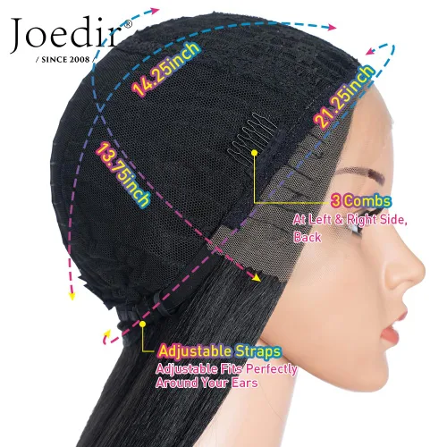 Miniatura 8 de Joedir Peluca de 36 pulgadas súper larga recta ligera Yaki pelucas sintéticas de encaje frontal pelucas para mujeres NTHL1B/99J/118