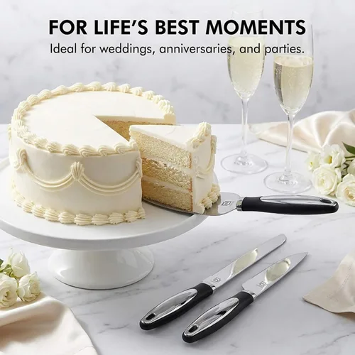 Miniatura 3 de Juego de 2 cuchillos y servidores para tartas de boda, cortador de pasteles y espátula para tartas