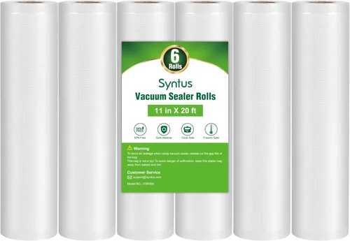 Miniatura 16 de Bolsas selladoras al vacío Syntus para alimentos, 2 paquetes de rollos de bolsas de 8" x 20' de grado comercial, bolsas al vacío