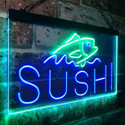 Miniatura 49 de ADVPRO Sushi Fish Sashimi Restaurant - Letrero de neón LED de doble color, azul y rojo, 12 x 8.5 pulgadas, st6s32-i3334-br