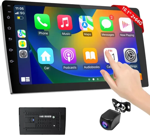 Haudio Carplay - Pantalla para automóvil, CarPlay inalámbrico de 10.1 pulgadas y Android Auto, cámara de respaldo, estéreo de automóvil de doble