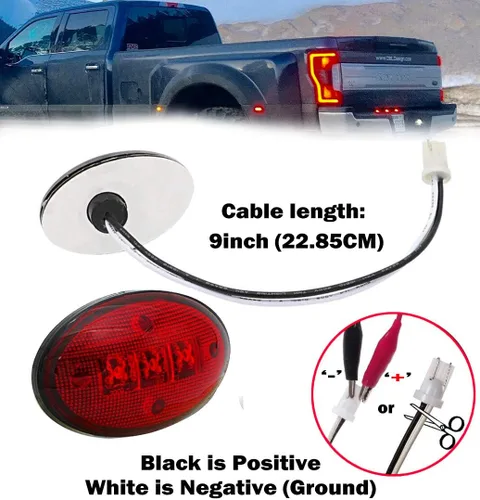 Miniatura 5 de KEING Luces LED con marcador lateral para guardabarros de cama doble para Ford 1999-2020 F250 F350 F450 F550 (2 unidades rojas + 2 unidades ámbar)