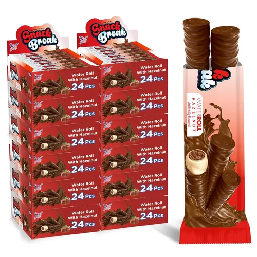 Miniatura 10 de Snack Break Snacks de oblea enrollada de coco con relleno cremoso de coco, bocadillos de oblea envueltos individualmente, (paquete de 24)