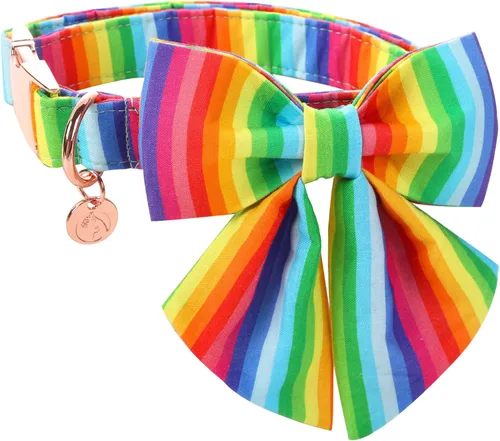 Miniatura 17 de DOGWONG Collar de otoño para perro con lazo, collar de moño para perro de Acción de Gracias, collar ajustable de algodón de otoño con hoja de arce