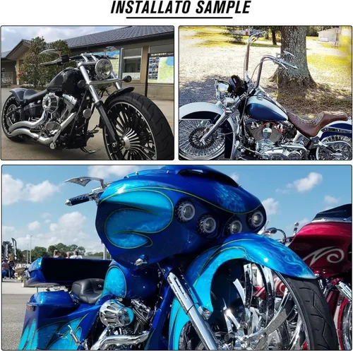 Miniatura 4 de Rich Choices Espejos retrovisores laterales de cuchillo cromados para motocicletas Compatibles con Harley Road King Street Glide FLHX Road Glide