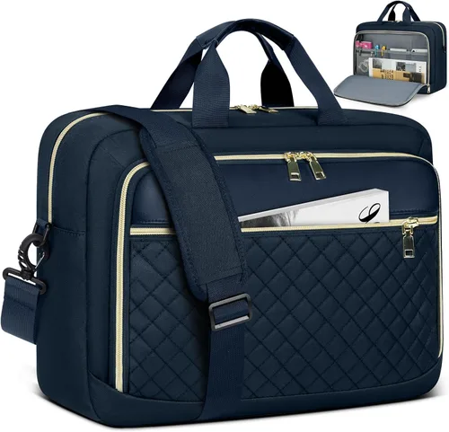 Miniatura 9 de NEWHEY Bolsa para laptop de 17.3 pulgadas, maletín para computadora portátil para mujeres y hombres, bolsa de hombro impermeable, bolsa de mensajero