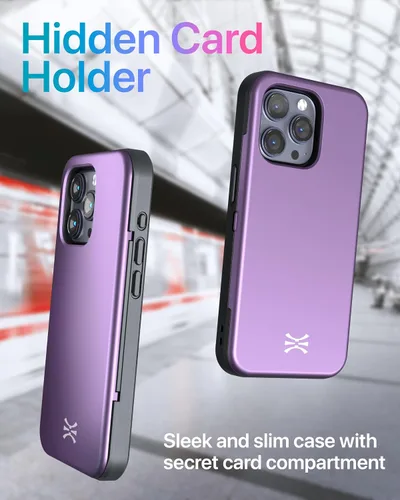 Miniatura 12 de TORU CX Slim - Funda tipo cartera para iPhone 15, funda protectora a prueba de golpes resistente con tarjetero oculto y ranura para tarjetas, espejo