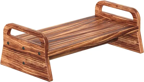 Miniatura 7 de Taburete largo de madera, taburete de madera de 2 escalones con almohadillas antideslizantes para cocina, cama alta para niños, adultos y ancianos