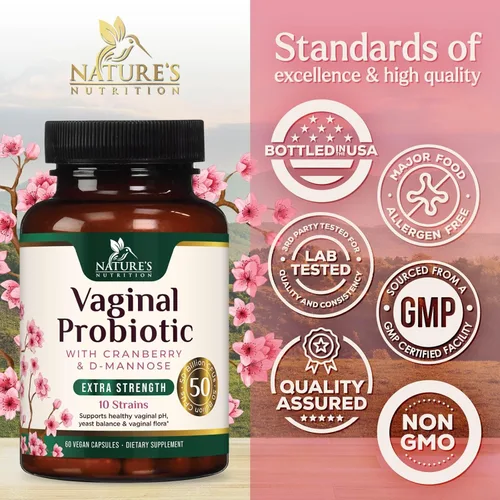 Miniatura 4 de Probióticos vaginales para mujeres, equilibrio de pH con prebióticos y lactobacilos, 50 mil millones de UFC por cápsula, suplementos de salud