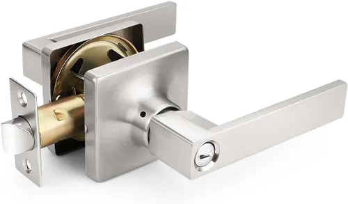 Miniatura 20 de Mengico Paquete de 1 manija de puerta de paso interior negro mate, mango resistente sin bloqueo para puertas de armario y pasillo, reversible