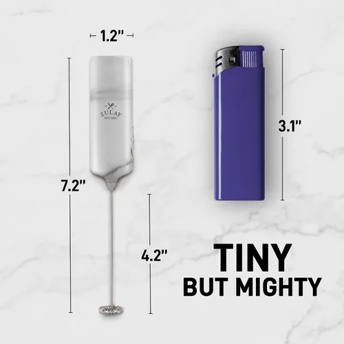 Miniatura 4 de Varita de espumador de leche mini y potente – Potente espumador de café de mano, mezclador de bebidas operado con batería – Tamaño de bolsillo Azul