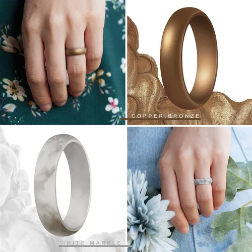 Miniatura 7 de ThunderFit - Anillo de boda de silicona para mujer, anillos de goma, con 5,5 mm de ancho, 2 mm de grosor
