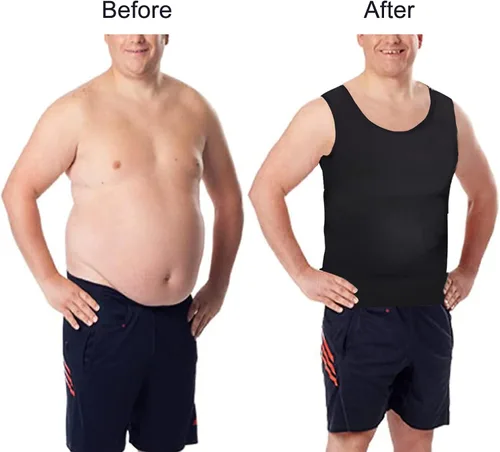 Miniatura 5 de Lgtfy Chaleco moldeador de cuerpo adelgazante para hombre, camiseta sin mangas de compresión para el abdomen del pecho, camisetas interiores