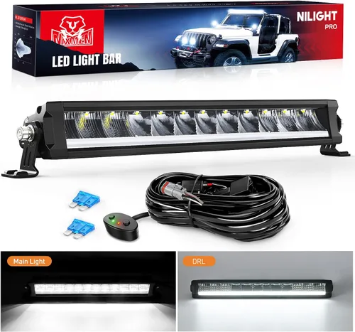 Miniatura 15 de Nilight Barra de luz LED con DRL ámbar 2 PCS 15 W 5.3 pulgadas fila única 1680 LM anti-reflejo punto todoterreno luces de conducción delgadas IP68