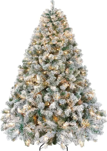 Miniatura 19 de Yaheetech Árbol de Navidad artificial preiluminado de 4.5 pies con luces incandescentes de color blanco cálido, árbol de Navidad con 340 puntas