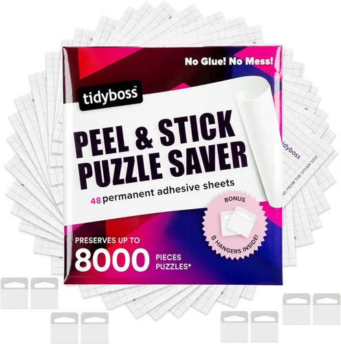 Miniatura 8 de Paquete de 6 hojas de ahorro de rompecabezas Puzzle Keeper conserva 1,000 piezas rompecabezas de hasta 24 x 30 pulgadas Pegamento y marco