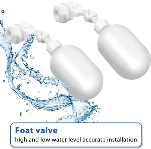 Miniatura 6 de Mudder Paquete de 2 válvulas de bola de flotación de 1/4 de pulgada de plástico ajustable para estanques, tanque de agua, bomba, canal, acuarios