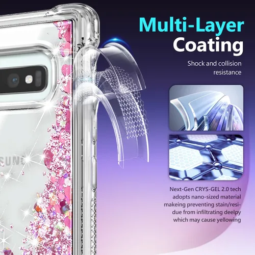 Miniatura 263 de NGB - Funda de teléfono diseñada para Samsung Galaxy S9+ Plus, morado/azul, con purpurina líquida para mujeres y niñas, con protector de pantalla