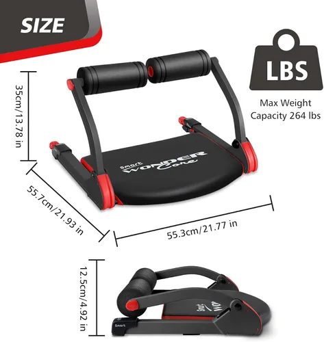 Miniatura 8 de Wonder Core Smart, Ab Machine, Ab Workout Equipment, Sit Up Machine & Exercise Equipment, Ab Crunch Machine for Stomach Workout, Ab Core Trainer Rojo