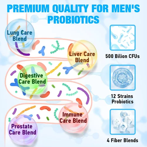 Miniatura 5 de Probióticos para hombres, 500 mil millones de UFC, 12 cepas, probióticos para hombre con arándano, goji, cúrcuma y amla, estable