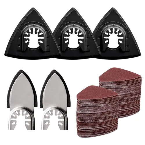 Miniatura 9 de Kit de 104 almohadillas de lijado de detalles para herramientas oscilantes, 2 almohadillas de lijado triangulares y 2 almohadillas de lijado