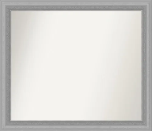 Miniatura 411 de Amanti Art Espejo de baño plateado para sobre el fregadero, 24 x 24 pulgadas, espejo cuadrado de peltre forjado a medida, marco de madera casual
