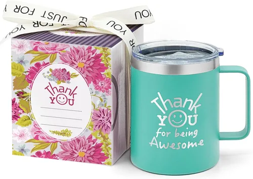 Miniatura 22 de DLOCCOLD Regalos de agradecimiento para mujeres, taza de café con texto en inglés "Thank You for Being Awome", agradecimiento a los empleados