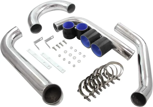 Miniatura 3 de Kit de tubos intercooler para Toyota Supra MK4 2JZ-GTE JZA80 2JZGTE Motor Twin Turbo 3.0L MKIV 1993-1998 (tubo plateado-negro)