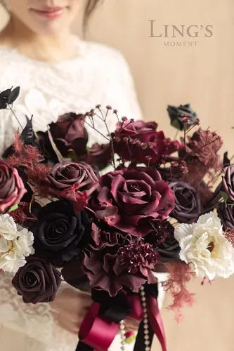 Miniatura 4 de Ling's moment Caja de Flores Falsas, Tallos de Vegetación Artificial Sintética, Rosas de Espuma, Peonías, Hojas de Eucalipto de Seda, Flor de Tela