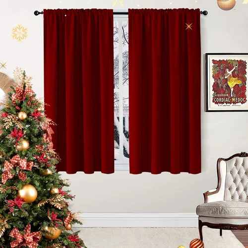 Miniatura 31 de CUCRAF Cortinas opacas de 45 pulgadas de largo, juego de 2 paneles para dormitorio, bolsillo para cortinero, cortinas de oscurecimiento