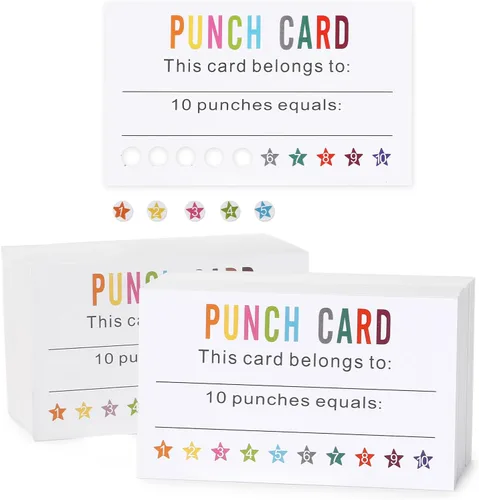 Miniatura 12 de ONEDONE Tarjetas perforadas (paquete de 200) tarjetas de recompensa para premios de incentivo de comportamiento en el aula para niños, estudiantes
