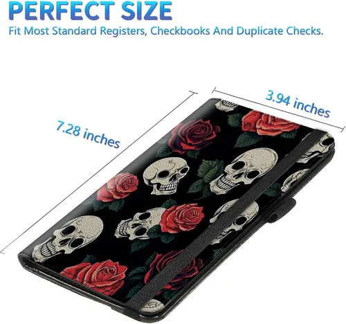 Miniatura 97 de Funda para chequera para hombres y mujeres, cartera de cuero RFID con ranuras para tarjetas de crédito, soporte de cheques duplicados personales