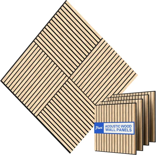 Miniatura 19 de PIWA Paneles de listones acústicos de madera, 94 x 24 pulgadas, 2 unidades, superficie MDF de 0.472 in con núcleo absorbente de sonido de 0.394
