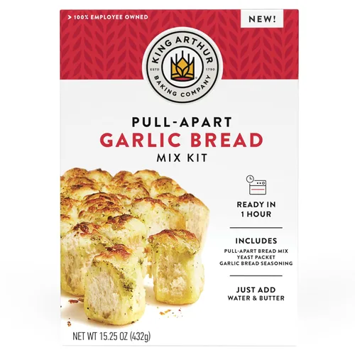 King Arthur Baking Company - Kit de mezcla de pan de ajo extraíble de 15.25 onzas, mezcla para hornear, lista en 1 hora