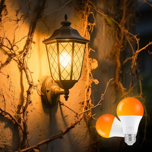 Miniatura 7 de KINUR Bombillas LED ámbar, A19 9 W (equivalente a 60 W) 1800 K E26 A19 bombillas suaves ámbar luz cálida para dormitorio, sueño saludable, luz