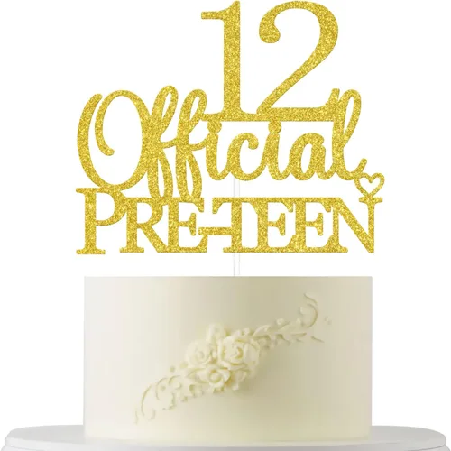 Decoración oficial para tartas preadolescentes de 12 años, decoración para pastel de cumpleaños de 12 años, decoración de pastel de felicitación a