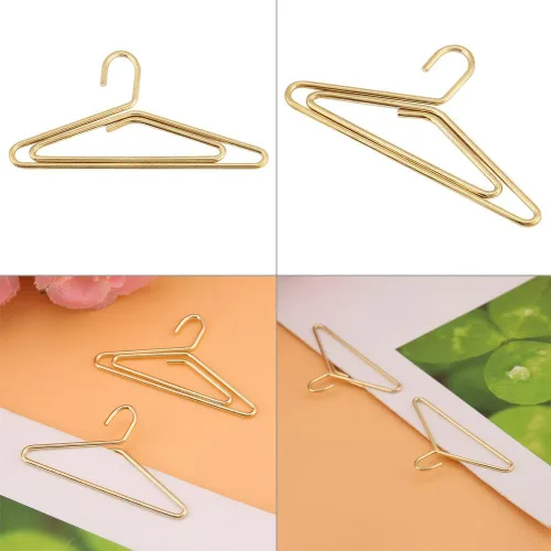 Miniatura 3 de 12 clips de papel con forma de colgador, marcapáginas de alambre de metal, clip organizador de documentos, suministros de papelería para oficina