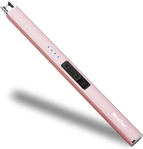 MeeToo Encendedor eléctrico recargable tipo C – Regalos para esposa, hombres, mujeres, nana, arco de plasma USB, a prueba de viento, para velas, Oro