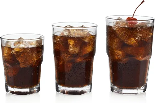 Libbey Boston Tumbler, vasos Rocks y de jugo, juego de 18 vasos de vidrio clásicos apilables, vasos de cocina versátiles para uso diario