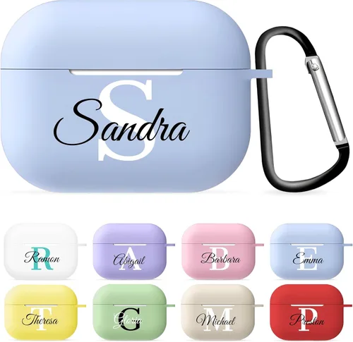 Miniatura 8 de Funda con nombre e iniciales personalizadas para AirPods Pro 2 – TPU a prueba de golpes, carga inalámbrica y llavero – Ideal para cumpleaños