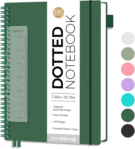 Miniatura 37 de AHGXG Diario de puntos, cuaderno en espiral de cuadrícula de puntos de 8.5 x 11 pulgadas, cuaderno de puntos grande A4, papel grueso de 3.53 oz/m²