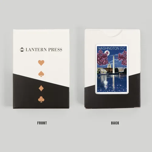 Miniatura 8 de Lantern Press Washington, DC, escena nocturna (52 cartas de juego, baraja de cartas de tamaño póquer con comodines)
