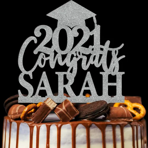 Miniatura 8 de Decoración personalizada para tartas de graduación – Decoración para tartas de graduación con nombre y fecha – Decoraciones acrílicas personalizadas