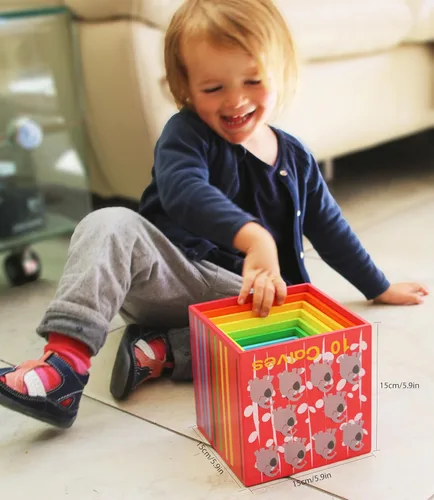 Miniatura 3 de Cajas de apilamiento de madera TOWO - Tazas anidadas y de clasificación con números, alfabeto, animales y bloques para niños pequeños - Cubos