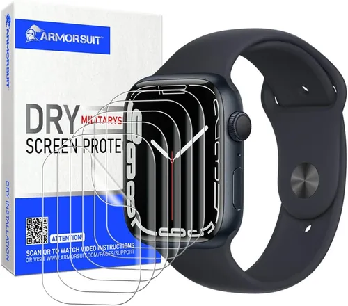 Miniatura 11 de ArmorSuit Paquete de 6 protectores de pantalla para Apple Watch Series 9/8/7 (1.614 pulgadas) Dry-Shield HD Clear TPU Dry Installation Film