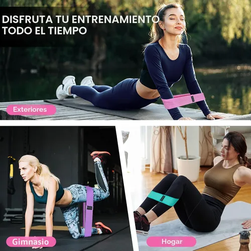 Miniatura 5 de Bandas de ejercicio, bandas de resistencia de tela de 3 niveles para entrenamiento, bandas de entrenamiento de resistencia para mujeres y hombres