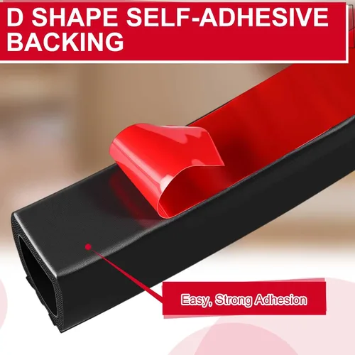 Miniatura 3 de Pangda Tira de sellado de 4 m en forma de D de goma para clima, espuma autoadhesiva, tira de sello de EPDM para reducción de ruido, impermeable y a