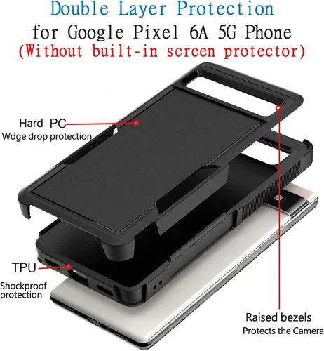 Miniatura 2 de Funda para Google Pixel 6A 5G, funda para teléfono de pasajeros [grado militar] 2 en 1 a prueba de golpes, resistente cubierta para Pixel 6A 5G