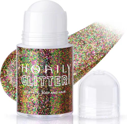 Miniatura 23 de HOSAILY Gel con Purpurina Negro Roll-on para Cara y Cabello, Pintura Facial con Purpurina Holográfica Camaleón que Cambia de Color para Halloween