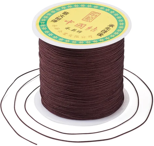 Miniatura 60 de Cordón de nailon trenzado de 150 yardas, cuerda roja de 0.020 in para pulsera, hilo de cuentas de nailon para collar Kumihimo, joyas, borlas